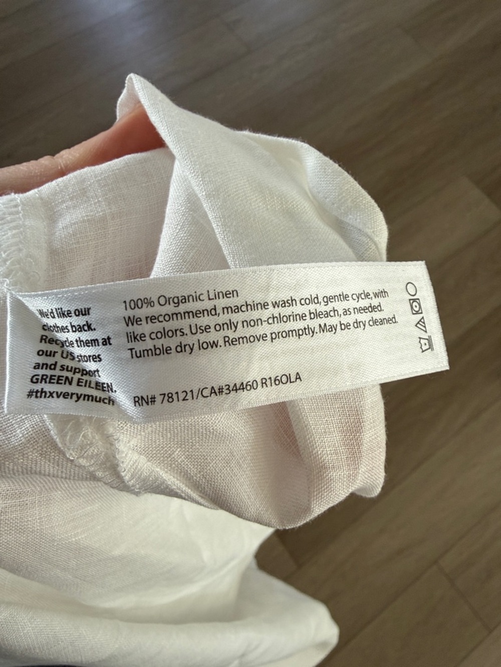 Eileen Fisher Organic Handkerchief Linen Sleeveless Shirt white size large - Picture 8 of 8